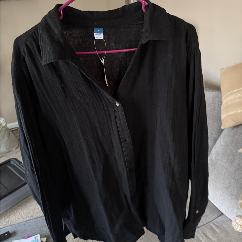 Women’s Black Button Down Cotton Shirt